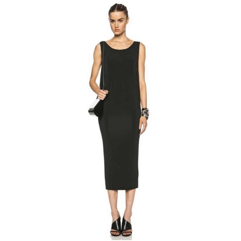 HELMUT LANG Faint Black Sleeveless Midi Dress Sz M - Picture 2 of 10